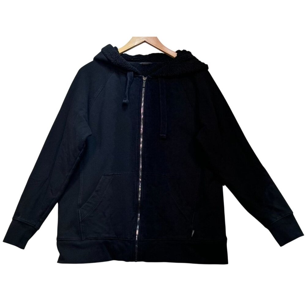 Eddie Bauer Women's Full Zip Hoodie Sweatshirt Long Sleeve Size TL Black